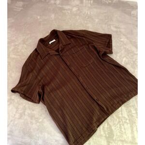 CMMN SWDN Ture brown mesh short-sleeve shirt camp collar Size 52-XL